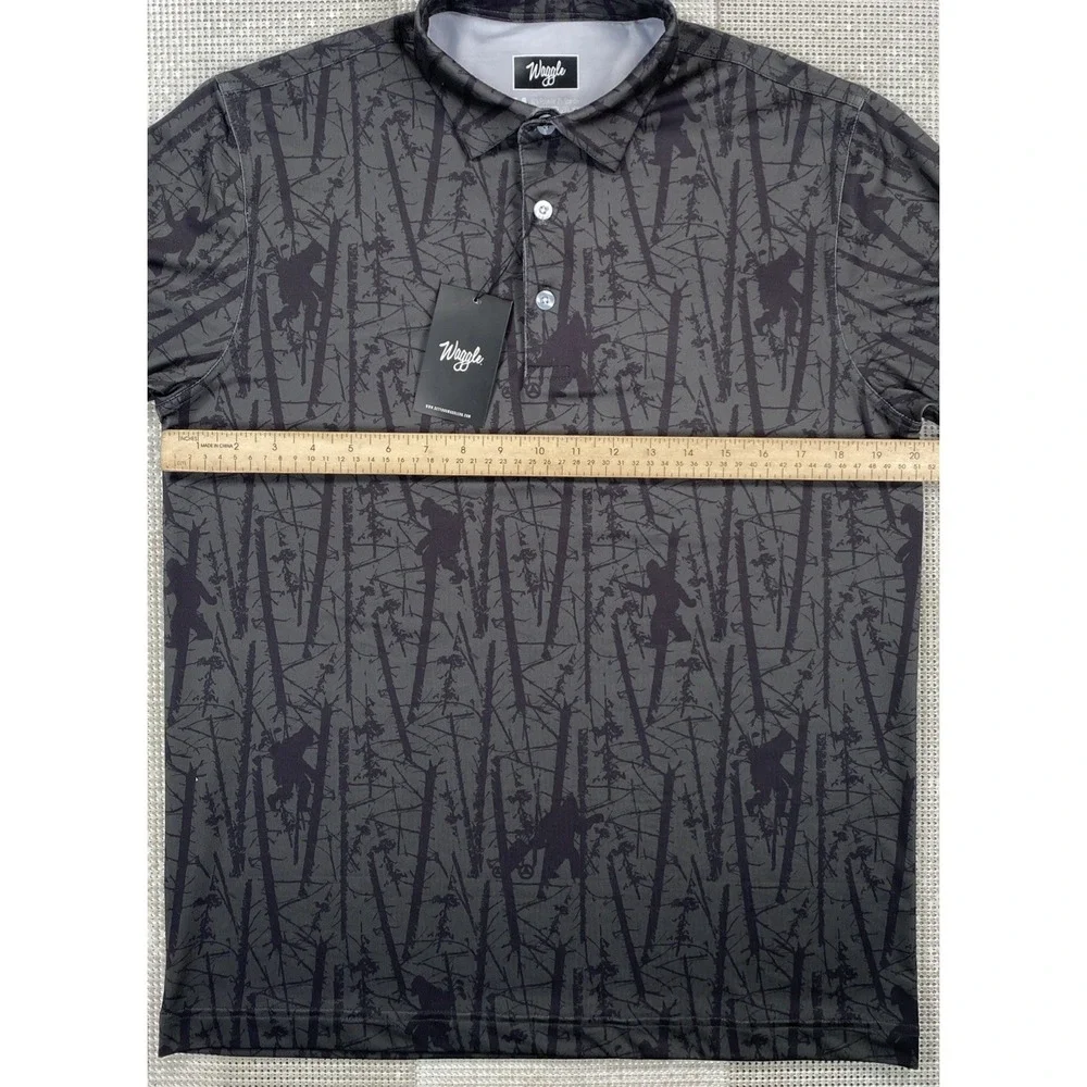 Waggle Golfin' With Squatch Sasquatch Golf Polo Gray Men's Medium NWT - Picture 4 of 7